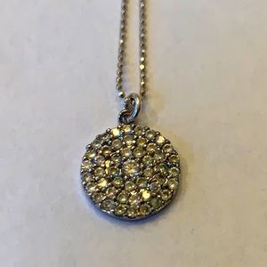 ROUND CZ PENDANT ON 925 SILVER BALL CHAIN